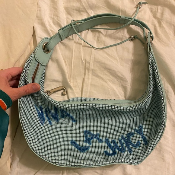 Juicy couture mesh /chain mail graffiti VIVA LA JUICY hobo bag - Picture 5 of 7